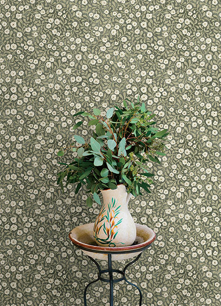 Purchase 4169-83132 Chesapeake Wallpaper, Poppy Trail Green Floral - Oak & Moss12