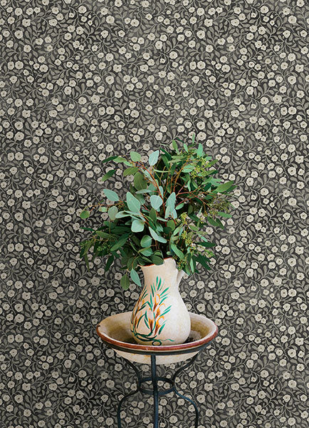 Purchase 4169-83133 Chesapeake Wallpaper, Poppy Trail Black Floral - Oak & Moss12