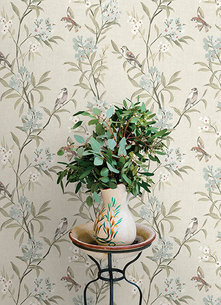 Purchase 4169-83137 Chesapeake Wallpaper, Tea Olive Beige Finch Frolic - Oak & Moss12