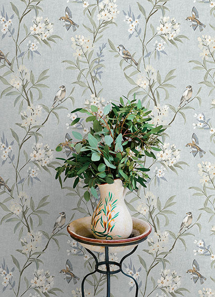 Purchase 4169-83140 Chesapeake Wallpaper, Tea Olive Light Blue Finch Frolic - Oak & Moss12