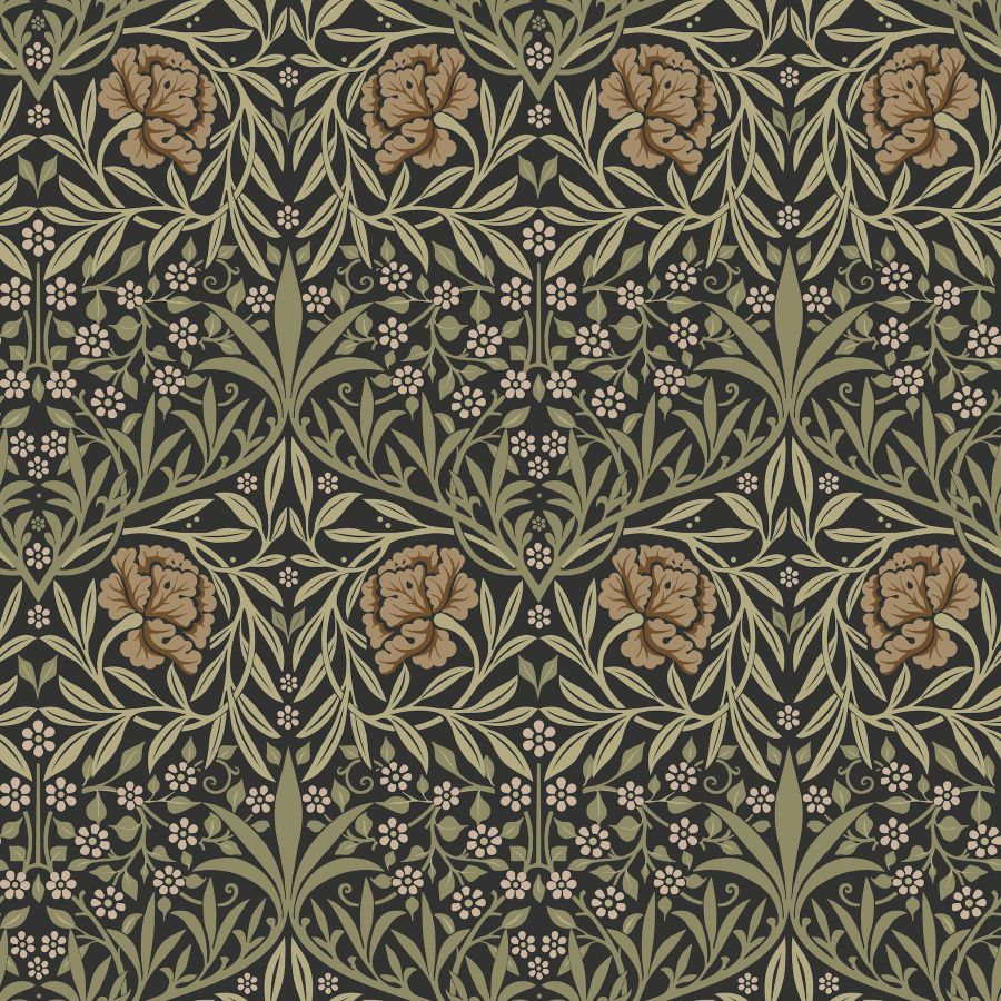 Purchase 4171-82048 A-Street Wallpaper, Oxford Union Black Floral Vines - Hidden Treasures 2