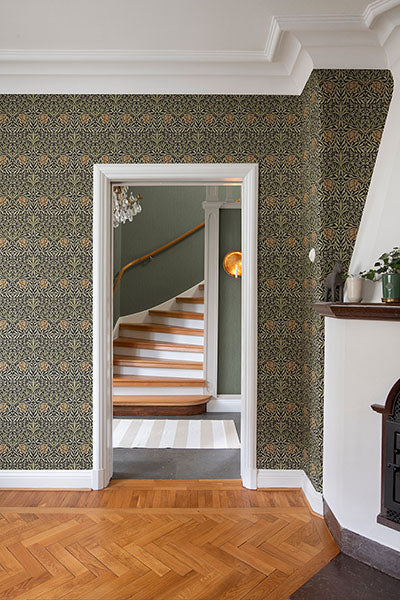 Purchase 4171-82048 A-Street Wallpaper, Oxford Union Black Floral Vines - Hidden Treasures 21