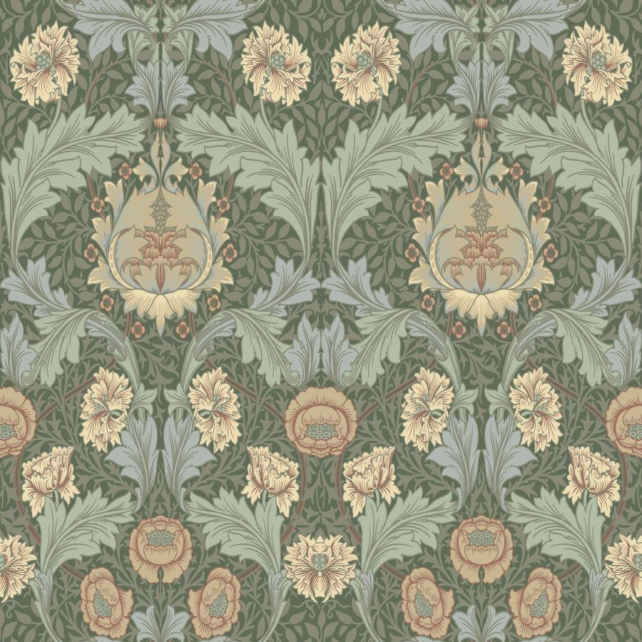 Purchase 4171-82059 A-Street Wallpaper, Myrtle Sea Green Floral Ogee - Hidden Treasures 2