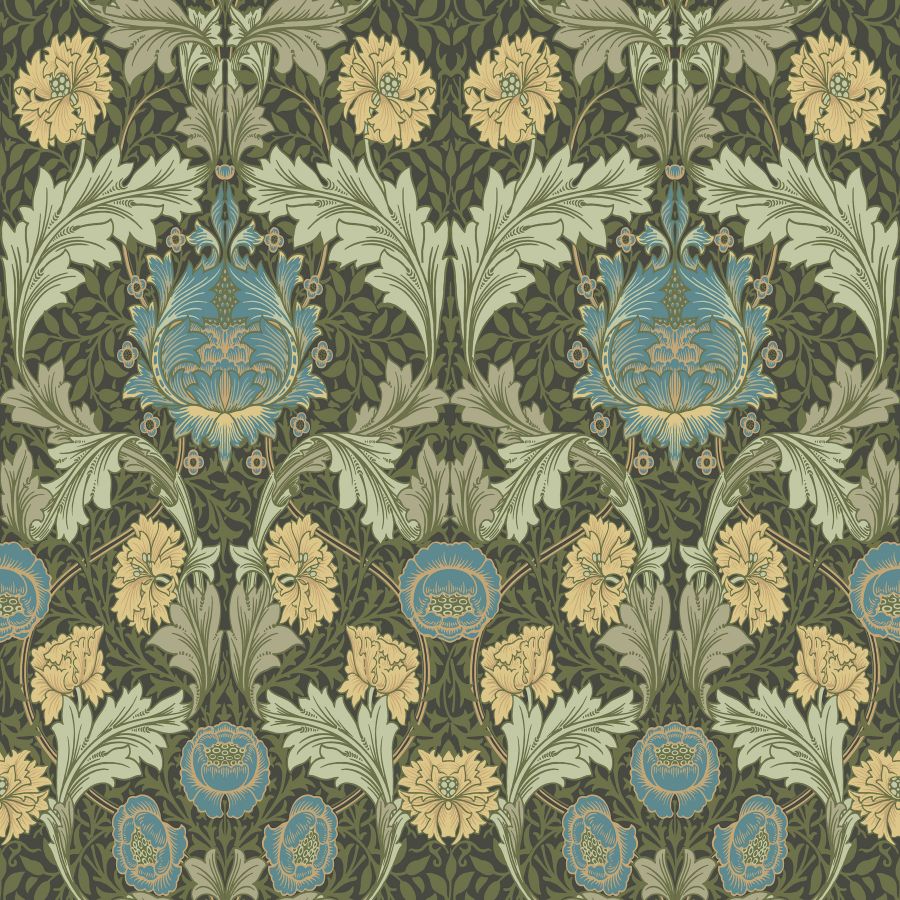 Purchase 4171-82060 A-Street Wallpaper, Myrtle Dark Green Floral Ogee - Hidden Treasures 2