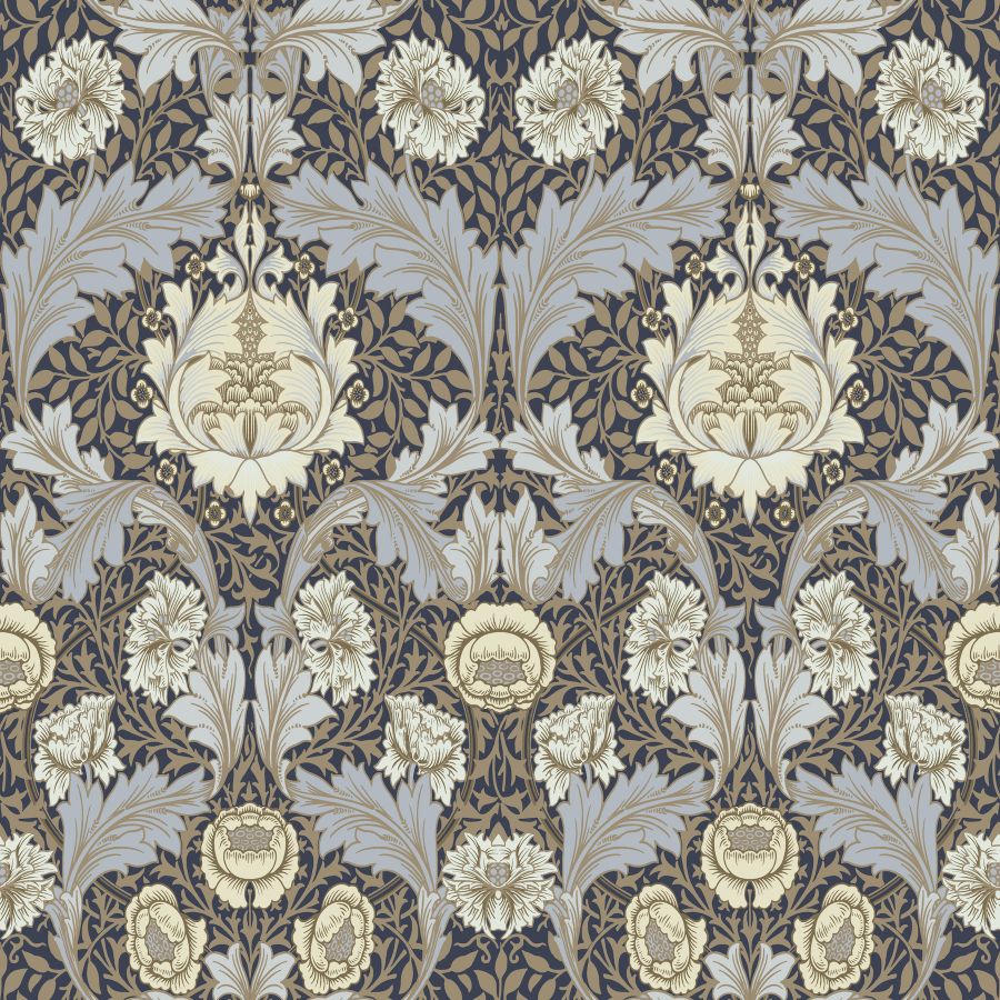 Purchase 4171-82061 A-Street Wallpaper, Myrtle Blue Floral Ogee - Hidden Treasures 2