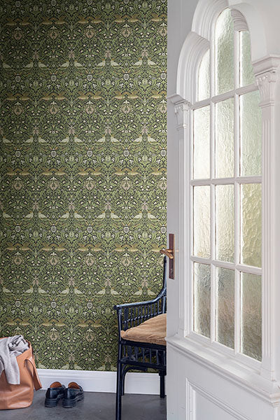 Purchase 4171-82063 A-Street Wallpaper, Bird Green Floral Thicket - Hidden Treasures 21