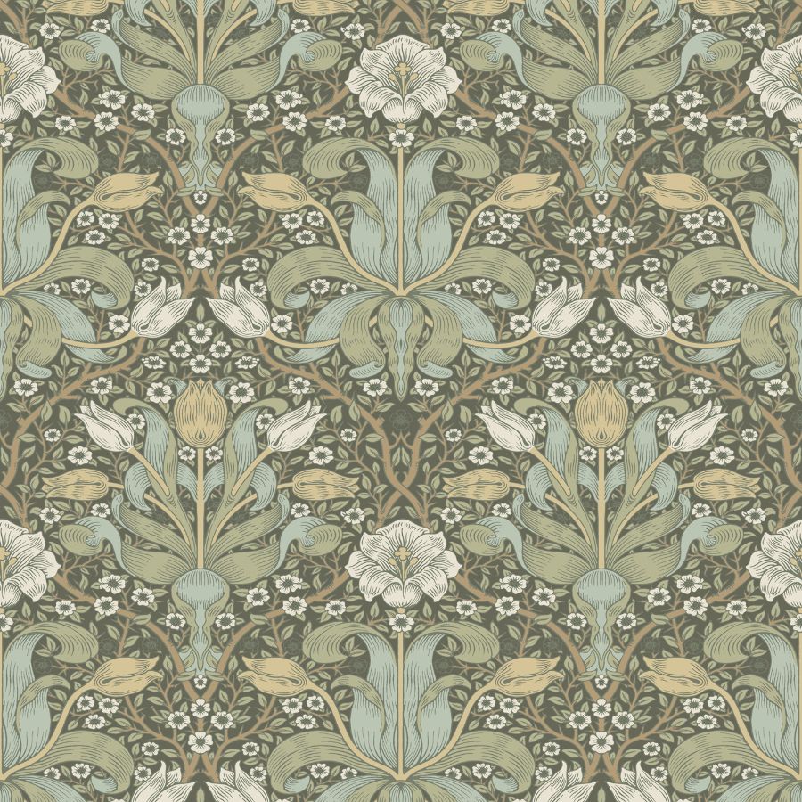 Purchase 4171-82067 A-Street Wallpaper, Spring Thicket Green Tulip Damask - Hidden Treasures 2