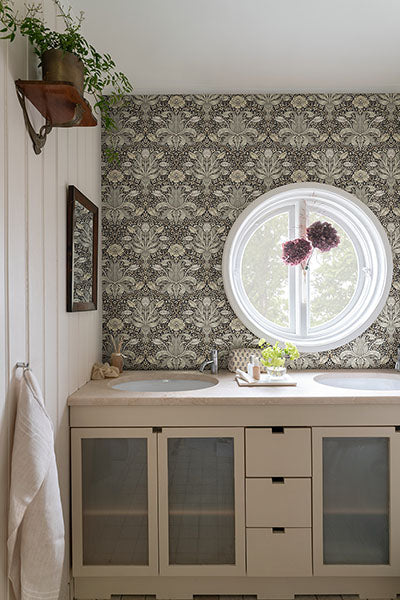 Purchase 4171-82068 A-Street Wallpaper, Spring Thicket Blue Tulip Damask - Hidden Treasures 212