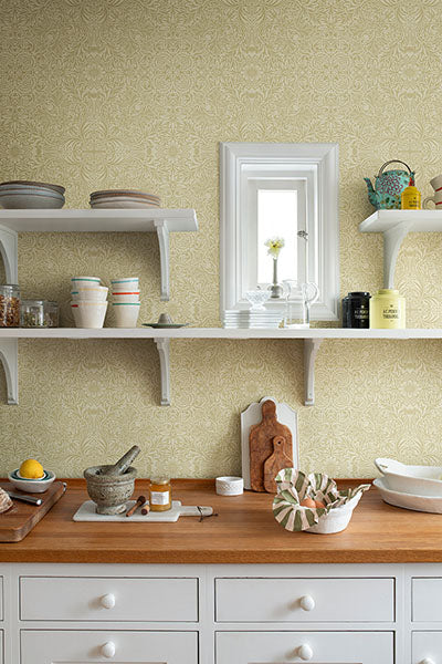 Purchase 4171-82070 A-Street Wallpaper, Ceiling Yellow Intricate Floral - Hidden Treasures 21