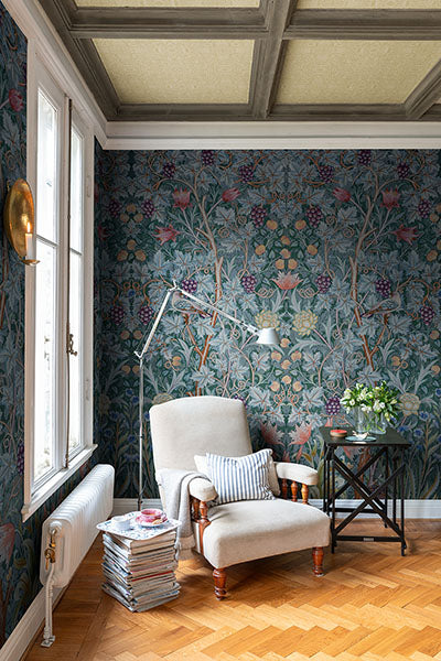 Purchase 4171-HT84002 A-Street Wallpaper, Vine Embroidery Teal Wall Mural - Hidden Treasures 21