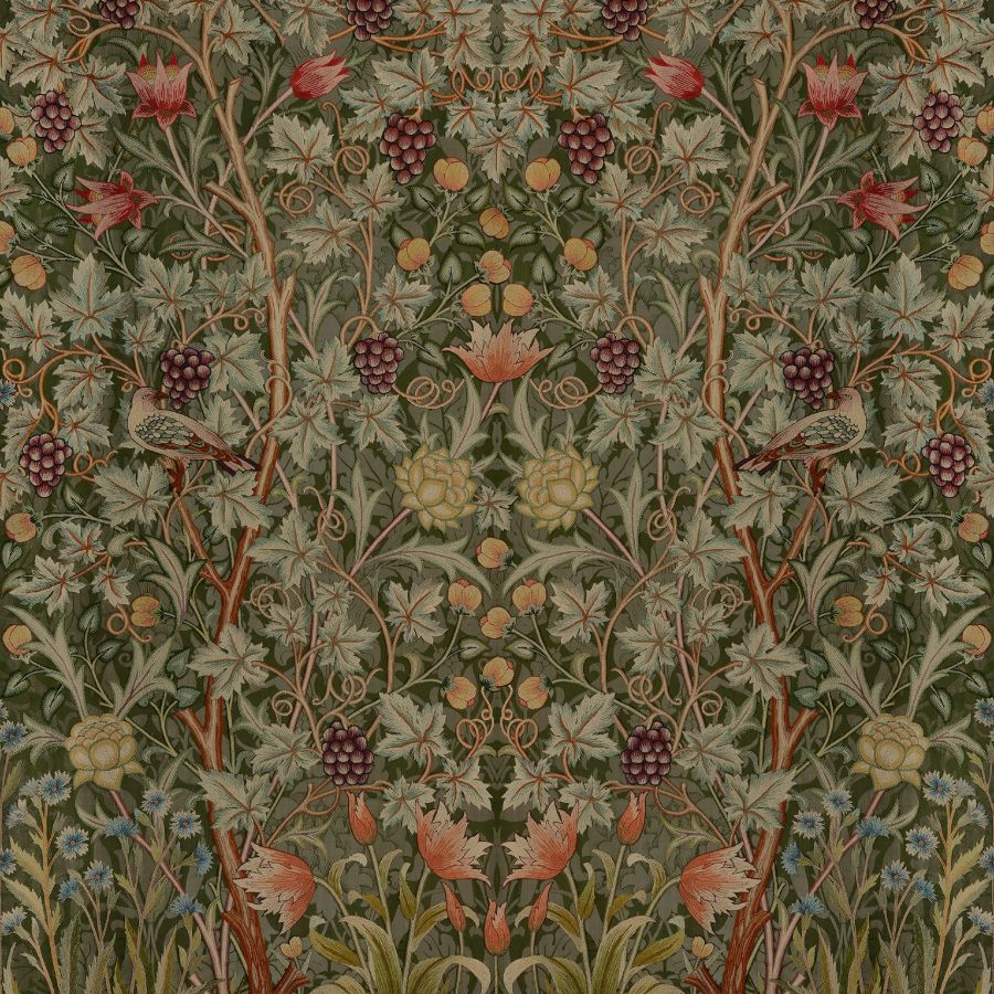 Purchase 4171-HT84003 A-Street Wallpaper, Vine Embroidery Dark Green Wall Mural - Hidden Treasures 2