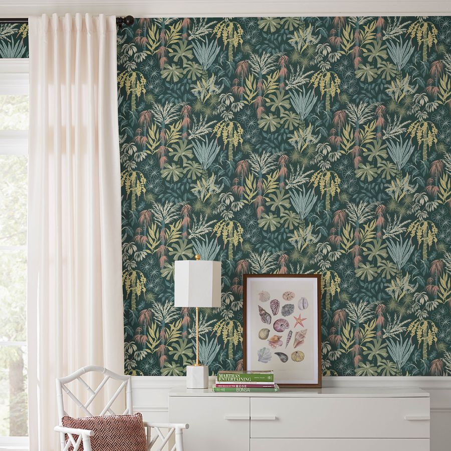 Purchase 4172-27480 A-Street Wallpaper, Everglades Dark Green Botanical - Sea Salt1