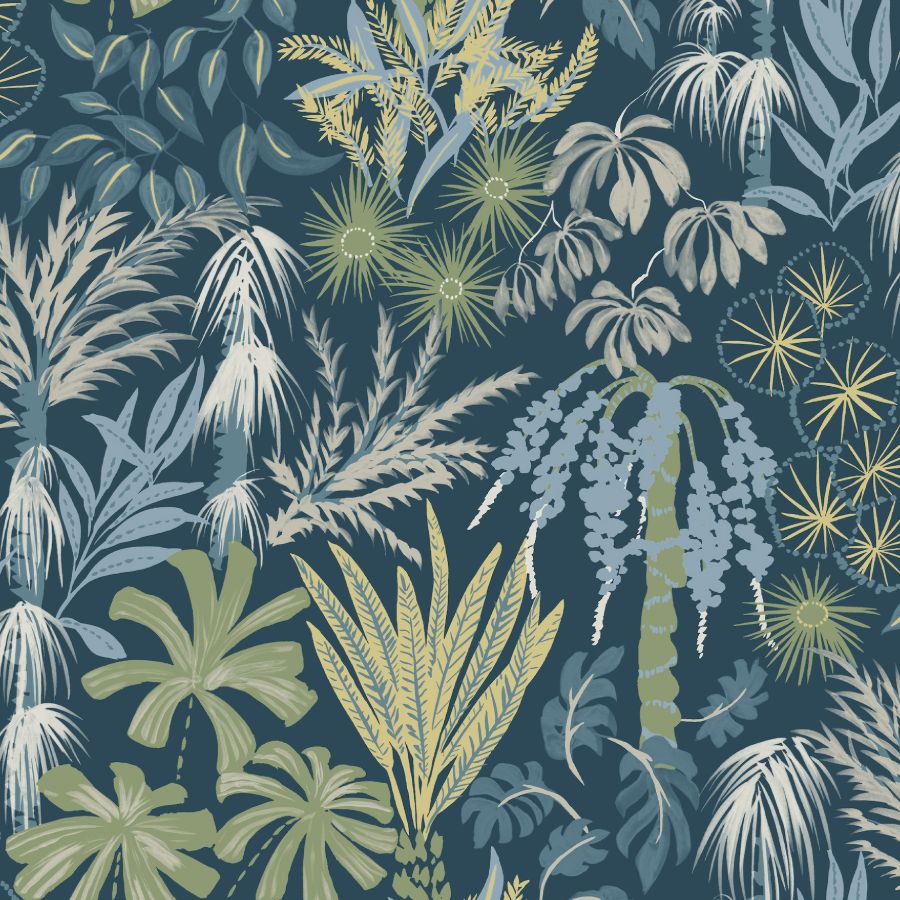 Purchase 4172-27482 A-Street Wallpaper, Everglades Teal Botanical - Sea Salt