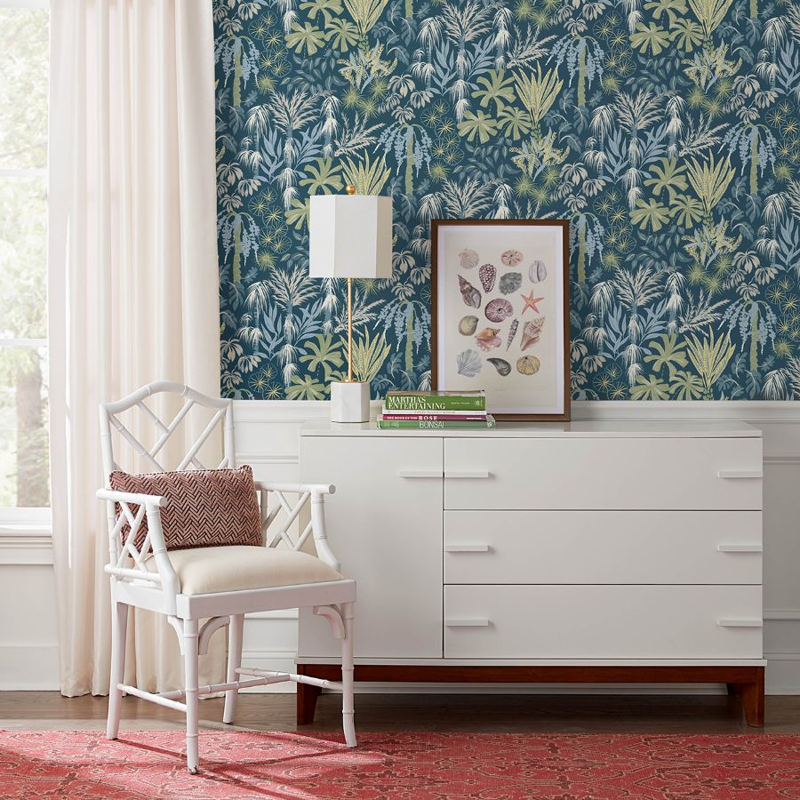 Purchase 4172-27482 A-Street Wallpaper, Everglades Teal Botanical - Sea Salt1