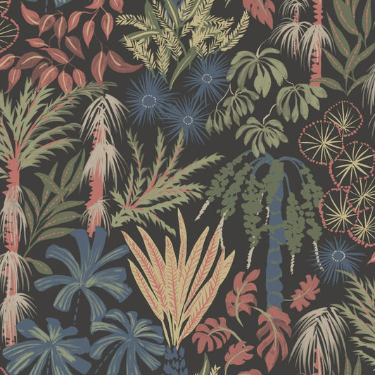 Purchase 4172-27483 A-Street Wallpaper, Everglades Black Botanical - Sea Salt