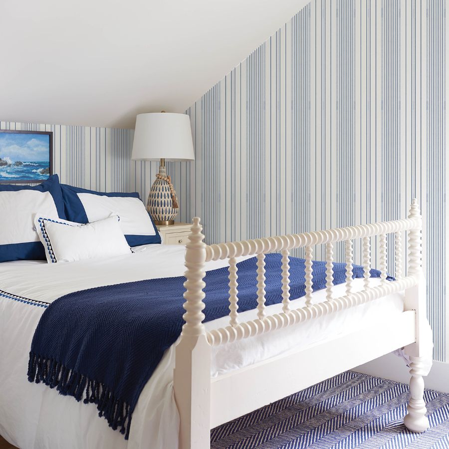 Purchase 4172-27484 A-Street Wallpaper, Navarres Stripe Blue Faux Linen - Sea Salt1