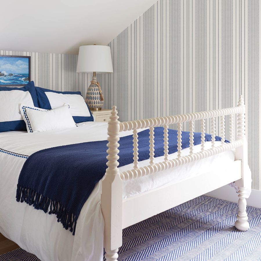 Purchase 4172-27486 A-Street Wallpaper, Navarres Stripe Charcoal Faux Linen - Sea Salt1