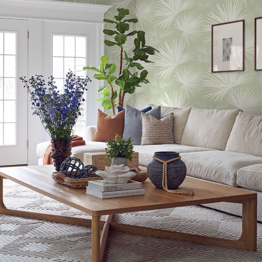 Purchase 4172-27490 A-Street Wallpaper, Hatteras Light Green Palms - Sea Salt1