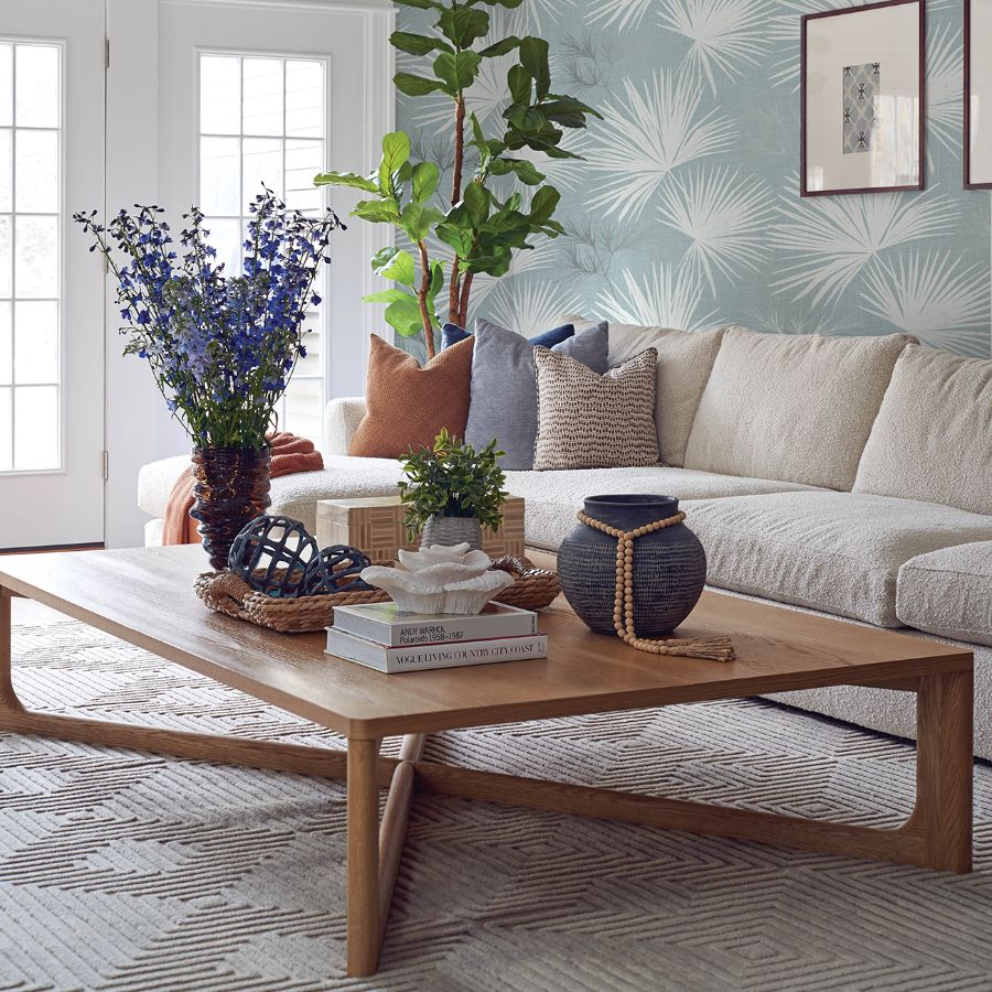 Purchase 4172-27491 A-Street Wallpaper, Hatteras Sky Blue Palms - Sea Salt1