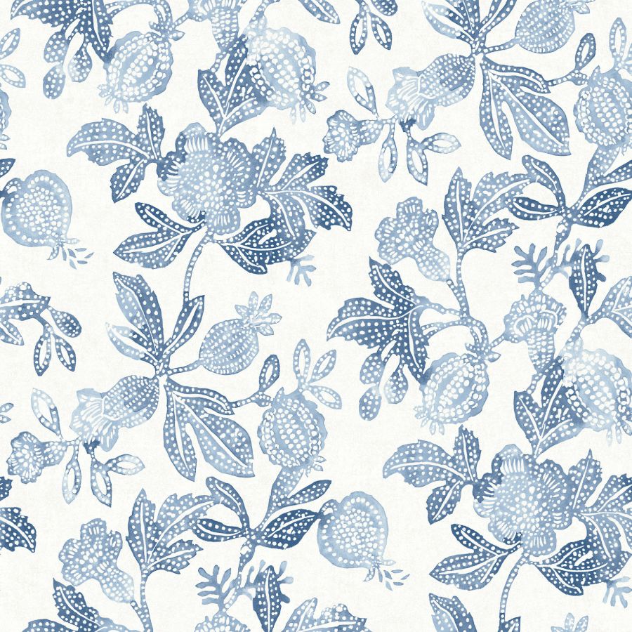 Purchase 4172-27492 A-Street Wallpaper, Beach Rose Blue Floral Fruits - Sea Salt