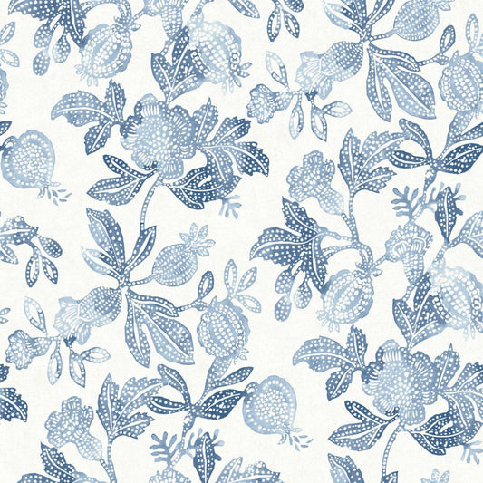 Purchase 4172-27492 A-Street Wallpaper, Beach Rose Blue Floral Fruits - Sea Salt