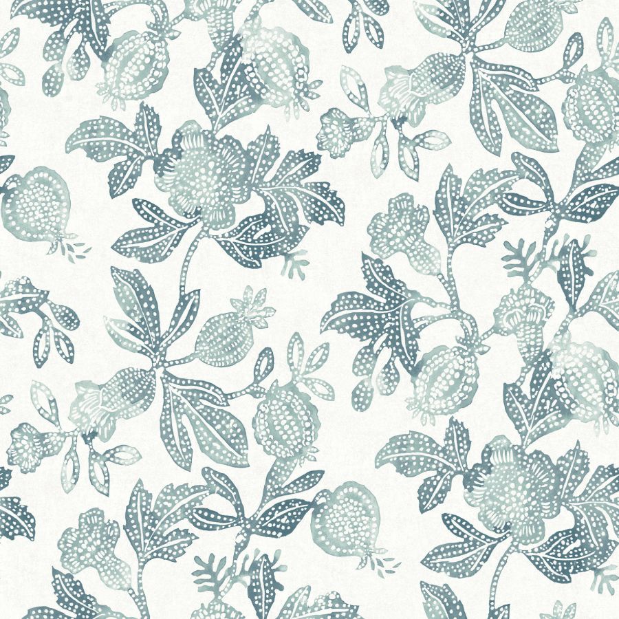Purchase 4172-27494 A-Street Wallpaper, Beach Rose Teal Floral Fruits - Sea Salt