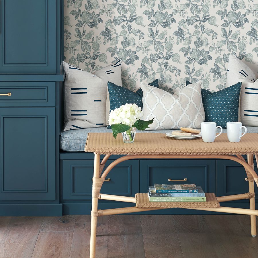 Purchase 4172-27494 A-Street Wallpaper, Beach Rose Teal Floral Fruits - Sea Salt1