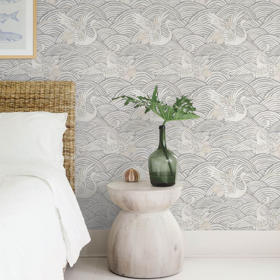 Purchase 4172-27496 A-Street Wallpaper, Egret Slate Tidal Dance - Sea Salt12