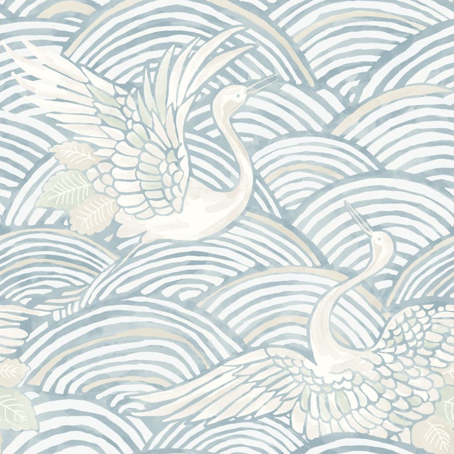 Purchase 4172-27498 A-Street Wallpaper, Egret Sky Blue Tidal Dance - Sea Salt