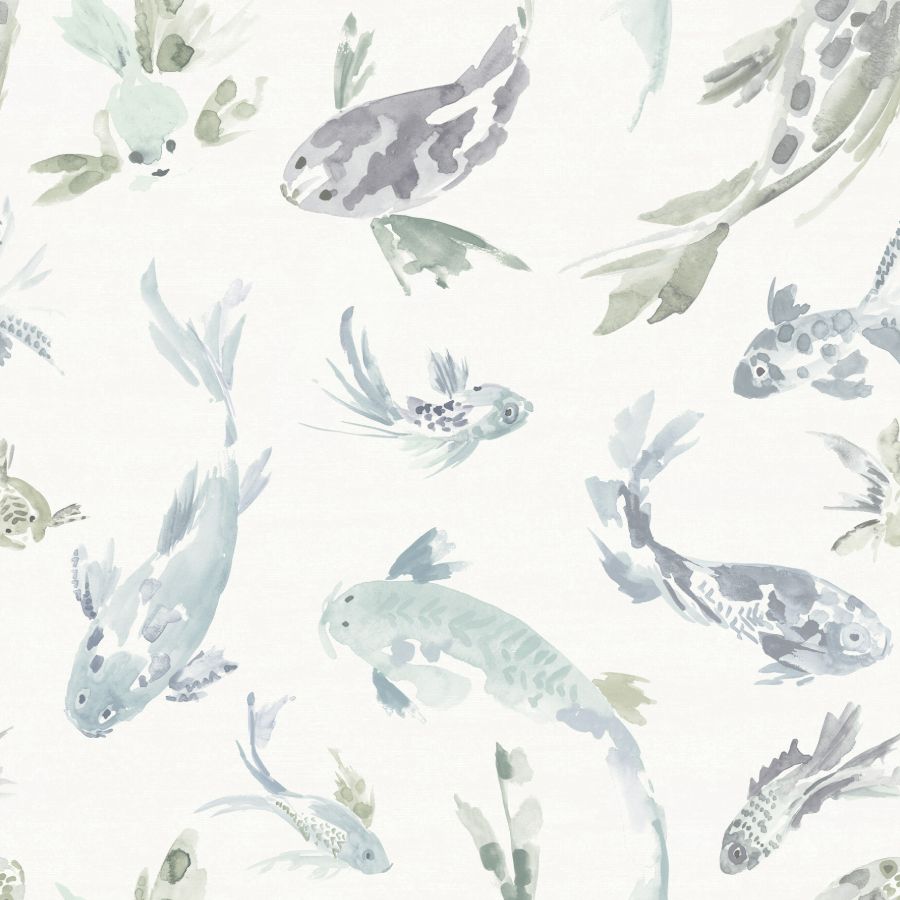 Purchase 4172-27502 A-Street Wallpaper, Koi Seafoam Fish - Sea Salt