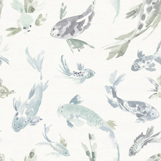 Purchase 4172-27502 A-Street Wallpaper, Koi Seafoam Fish - Sea Salt