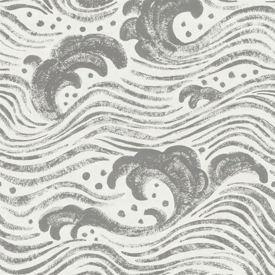 Purchase 4172-27510 A-Street Wallpaper, Swell Charcoal Ocean Wave - Sea Salt