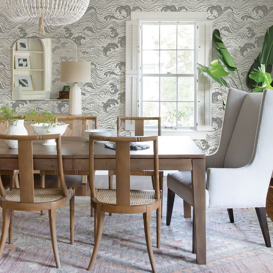 Purchase 4172-27510 A-Street Wallpaper, Swell Charcoal Ocean Wave - Sea Salt1