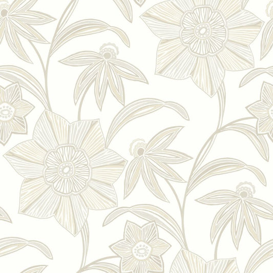 Purchase 4172-27515 A-Street Wallpaper, Star Flower Beige Floral Trail - Sea Salt