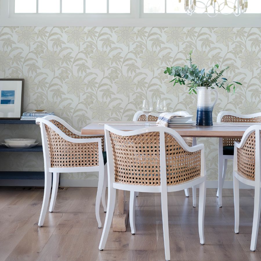 Purchase 4172-27515 A-Street Wallpaper, Star Flower Beige Floral Trail - Sea Salt1