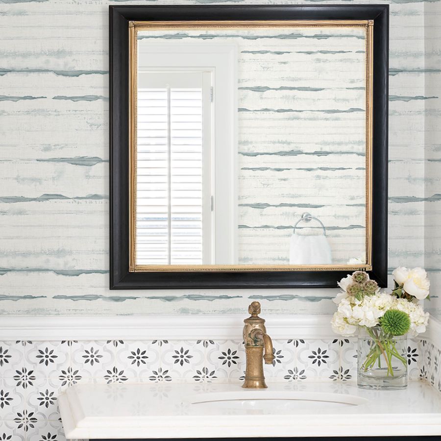 Purchase 4172-27519 A-Street Wallpaper, Destin Teal Stripe - Sea Salt1
