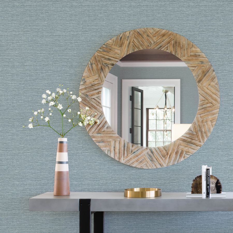 Purchase 4172-27527 A-Street Wallpaper, Malin Denim Faux Grasscloth - Sea Salt1