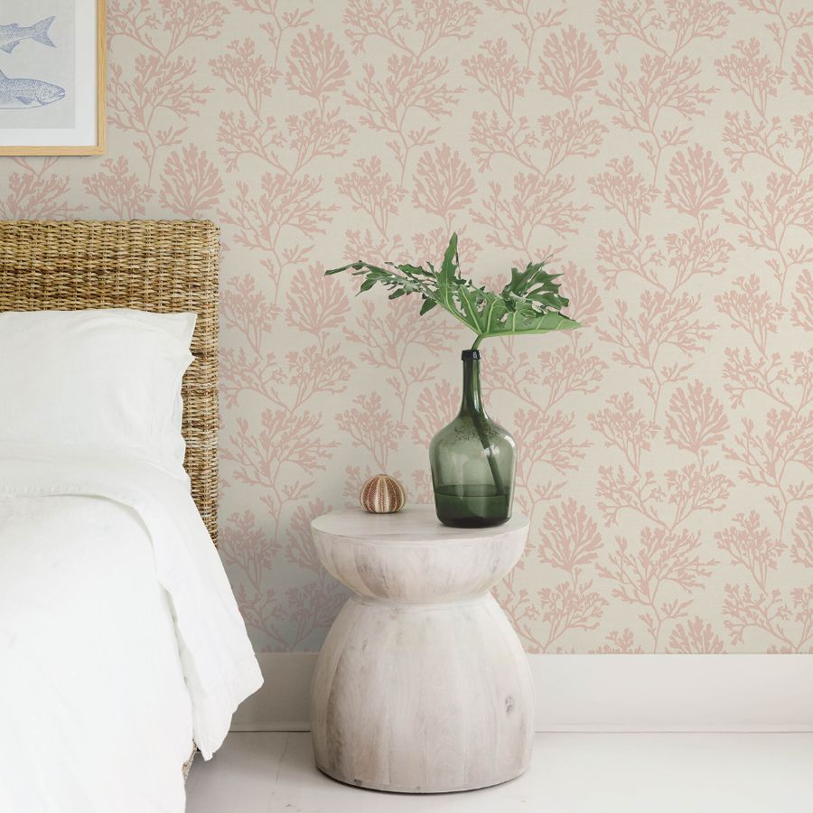 Purchase 4172-82000 A-Street Wallpaper, Tortuga Pink Coral Weave - Sea Salt12
