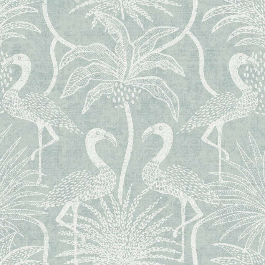 Purchase 4172-82004 A-Street Wallpaper, Biscayne Turquoise Flamingo Beach - Sea Salt