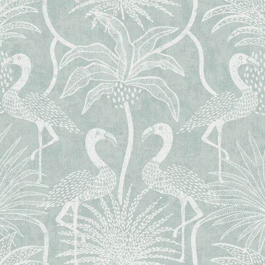 Purchase 4172-82004 A-Street Wallpaper, Biscayne Turquoise Flamingo Beach - Sea Salt