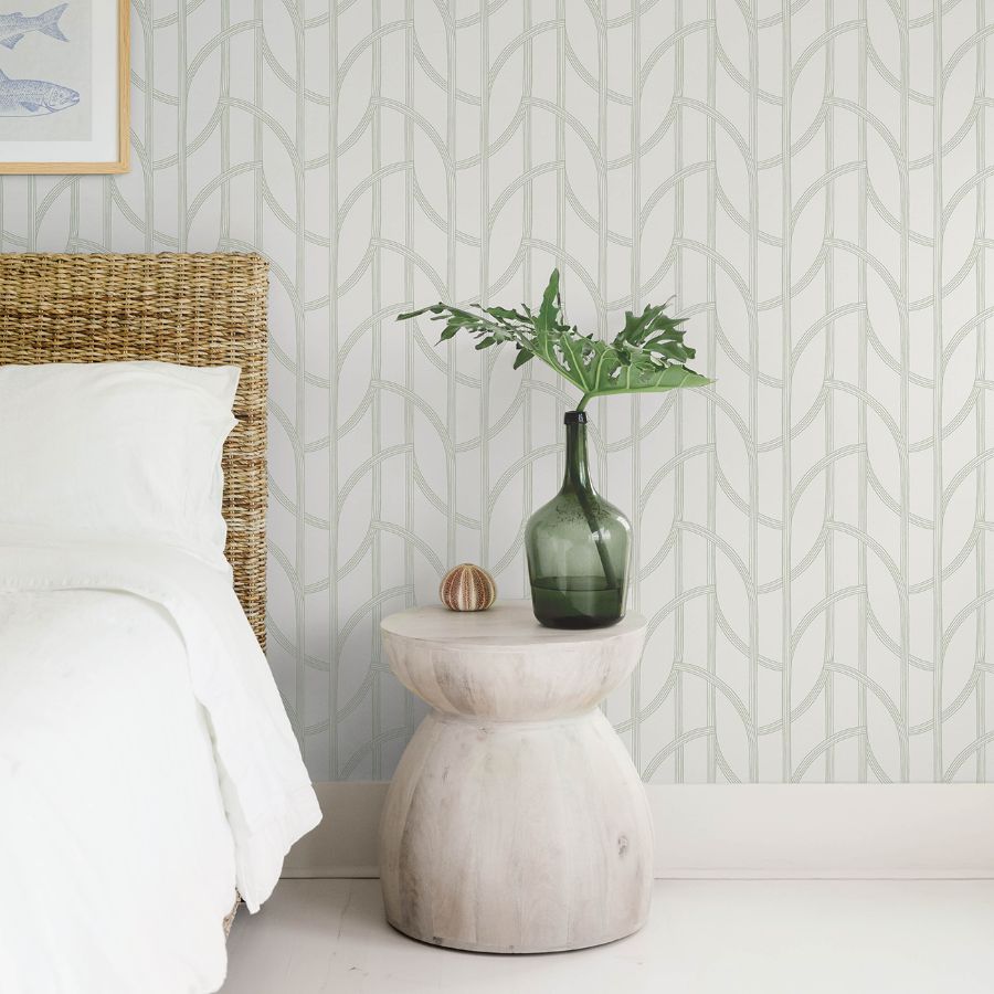 Purchase 4172-82009 A-Street Wallpaper, Salvo Light Green Curved Contours - Sea Salt12