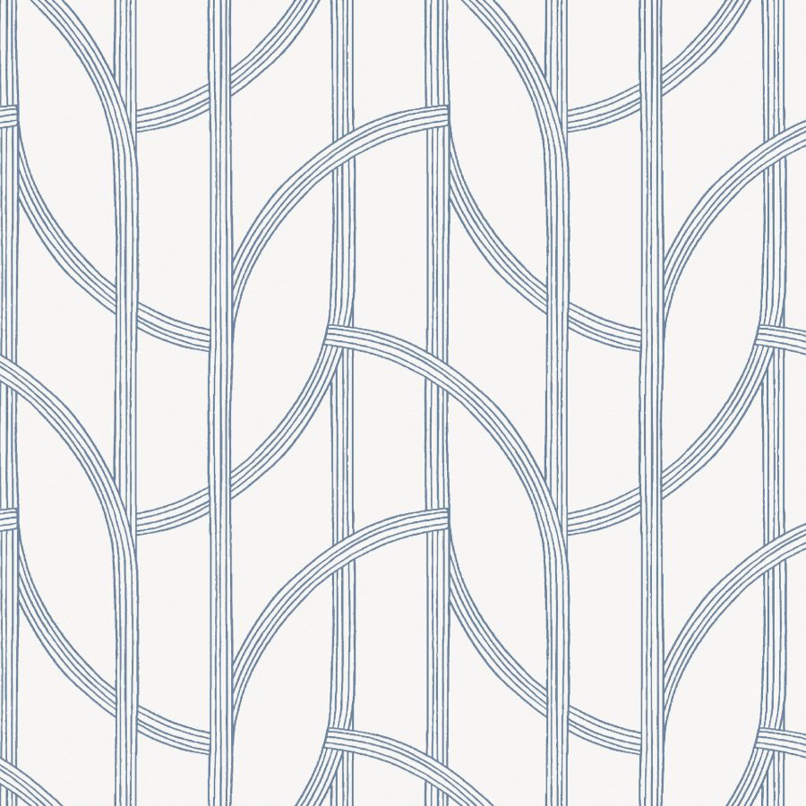 Purchase 4172-82010 A-Street Wallpaper, Salvo Navy Curved Contours - Sea Salt
