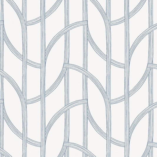 Purchase 4172-82010 A-Street Wallpaper, Salvo Navy Curved Contours - Sea Salt