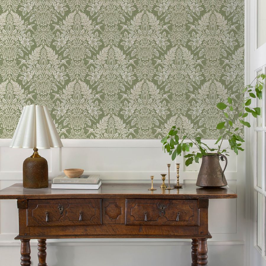 Purchase 4173-27620 A-Street Wallpaper, Finch Light Green Woodland Damask - Chris Loves Julia1