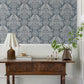 Purchase 4173-27622 A-Street Wallpaper, Finch Blue Woodland Damask - Chris Loves Julia1