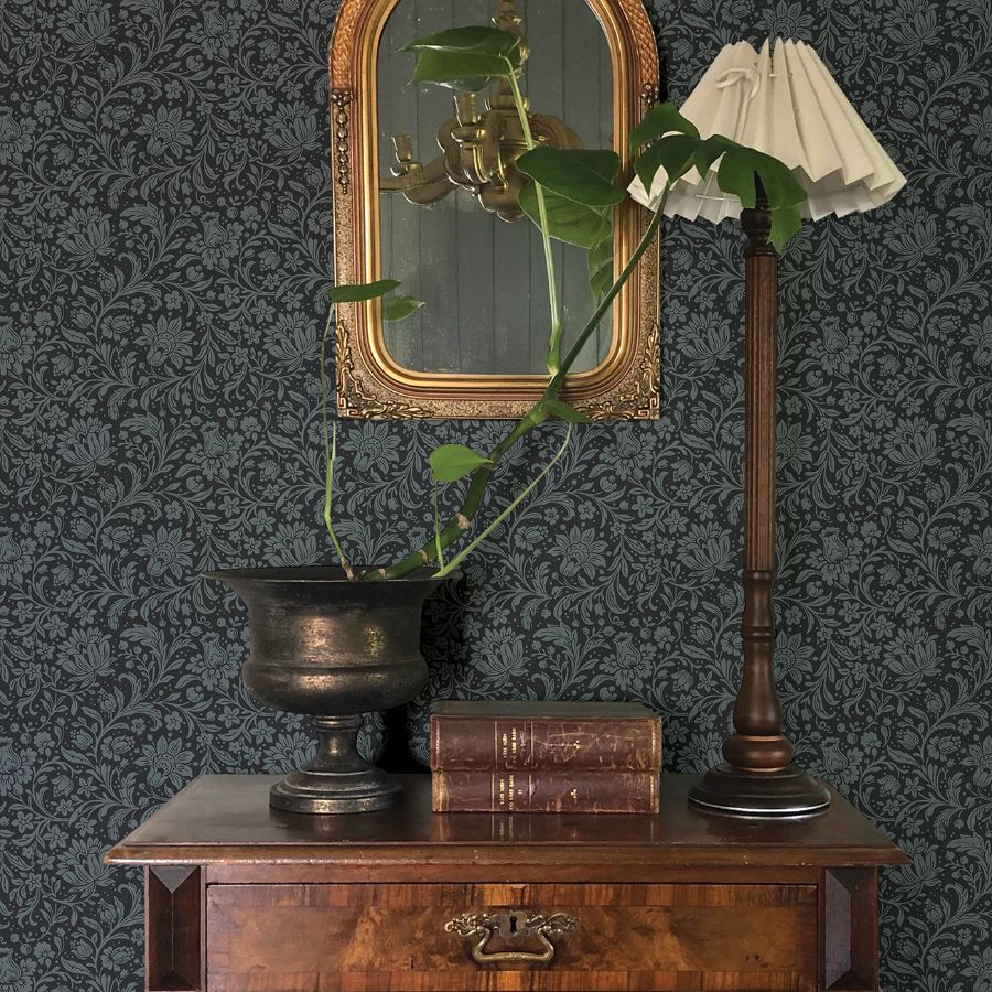 Purchase 4173-27626 A-Street Wallpaper, Hague Dark Blue Floral Trail - Chris Loves Julia12