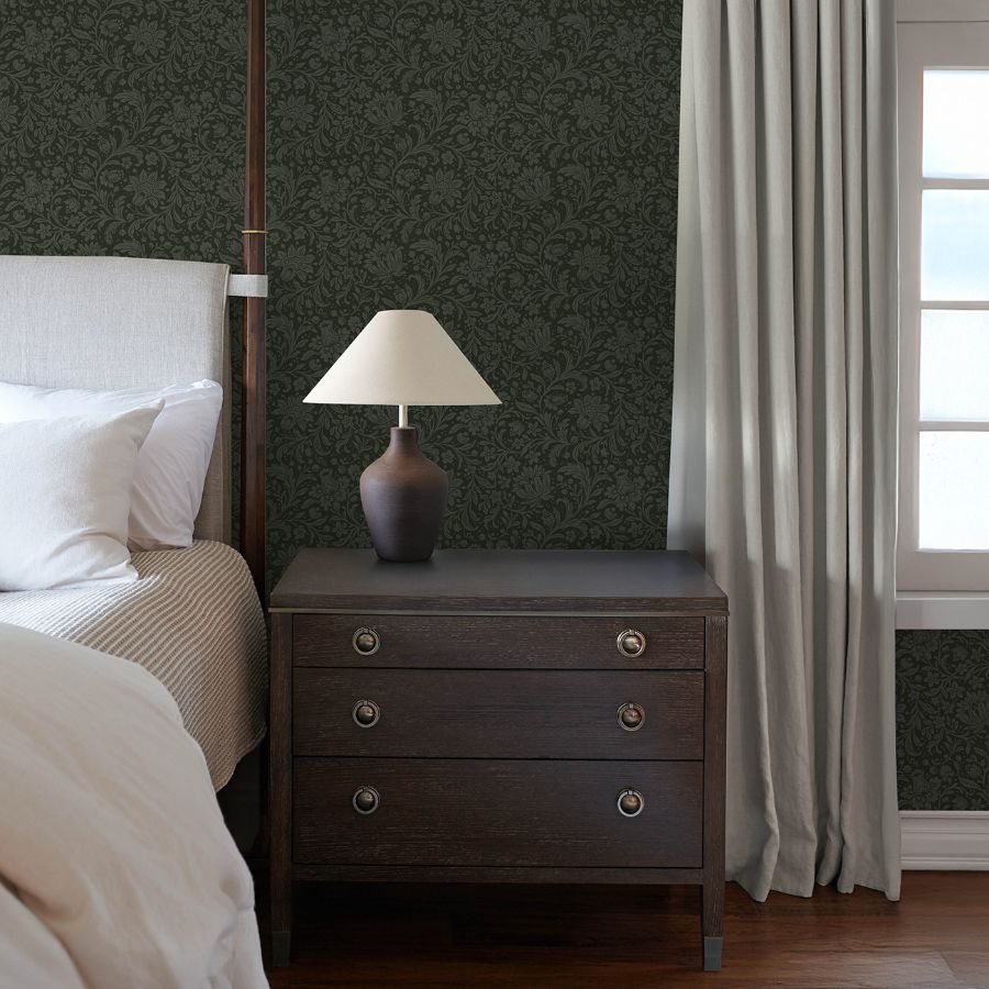 Purchase 4173-27628 A-Street Wallpaper, Hague Dark Green Floral Trail - Chris Loves Julia1