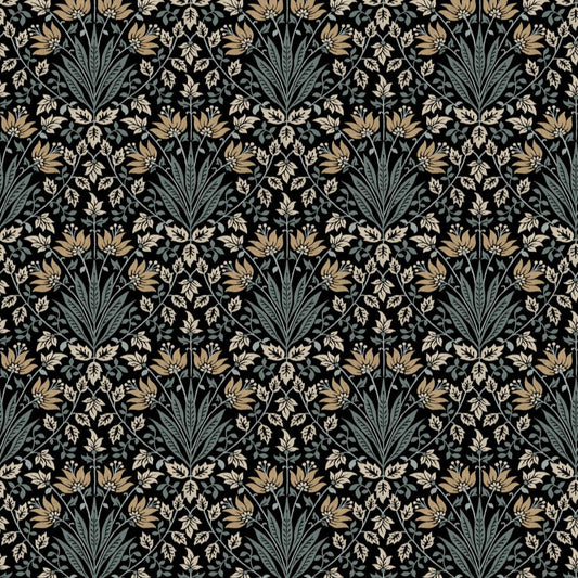 Purchase 4173-27630 A-Street Wallpaper, Woodbury Black Floral Damask - Chris Loves Julia
