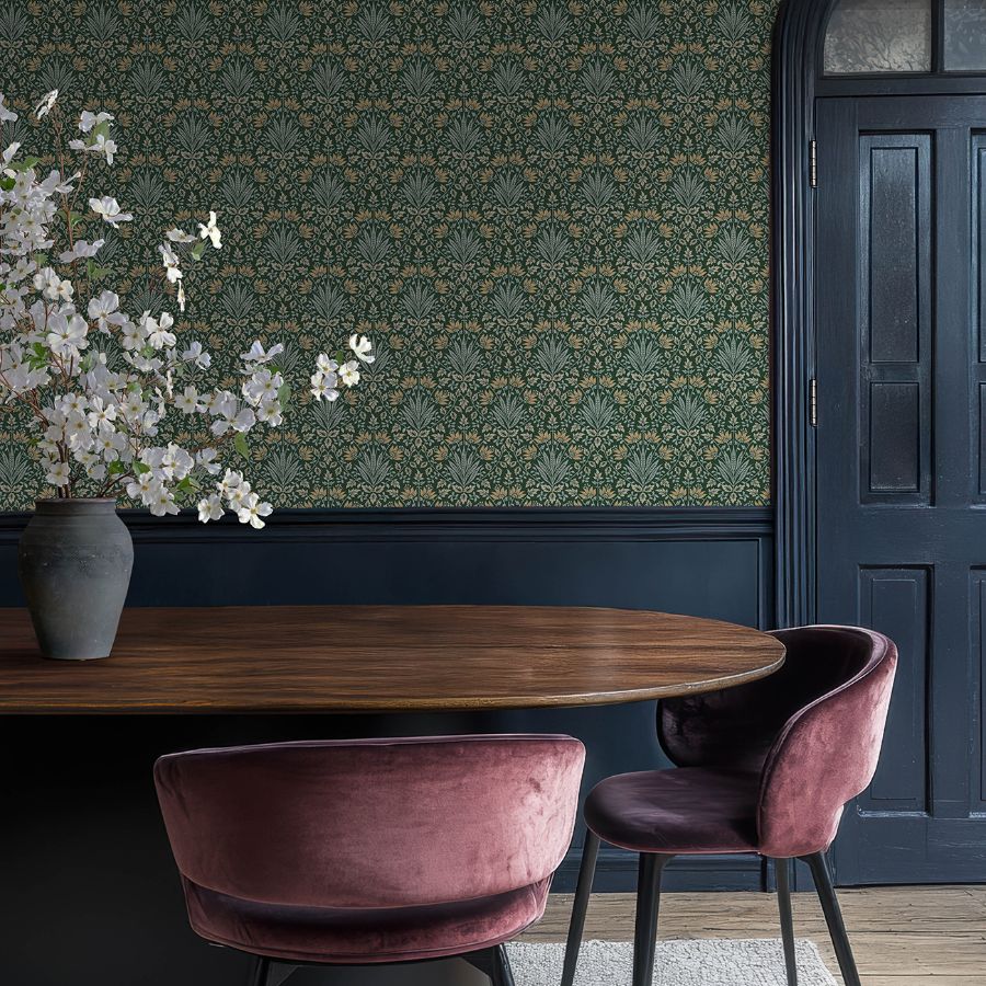 Purchase 4173-27631 A-Street Wallpaper, Woodbury Evergreen Floral Damask - Chris Loves Julia1