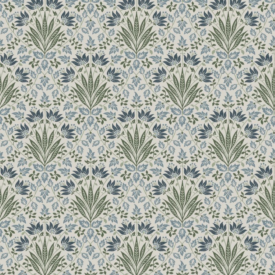 Purchase 4173-27632 A-Street Wallpaper, Woodbury Blue Floral Damask - Chris Loves Julia